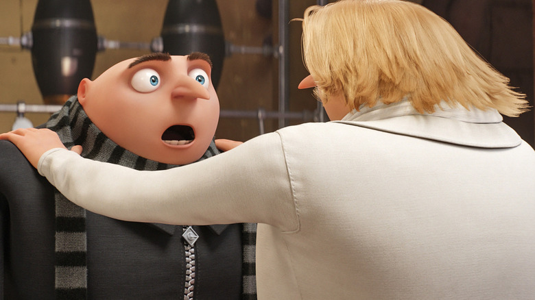 Gru looking astonished during a conversation with Dru in Despicable Me 3