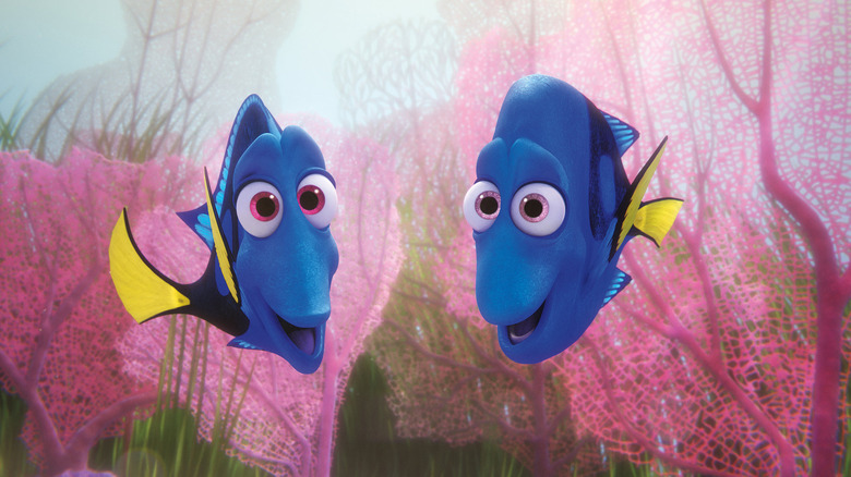 Dory's parents encouraging their daughter in Finding Dory
