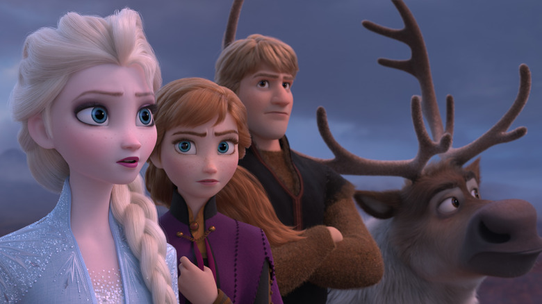 Else, Anna, Kristoff, and Sven preparing for their next adventure in Frozen II