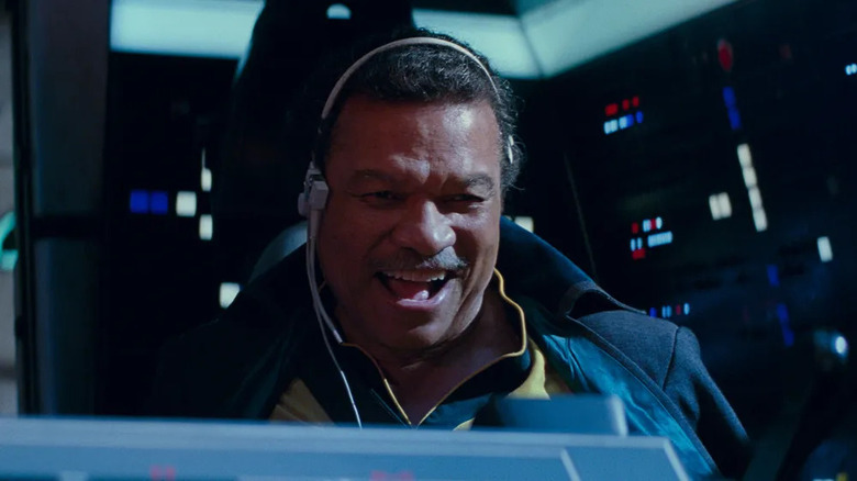 Lando Calrissian smiling in cockpit