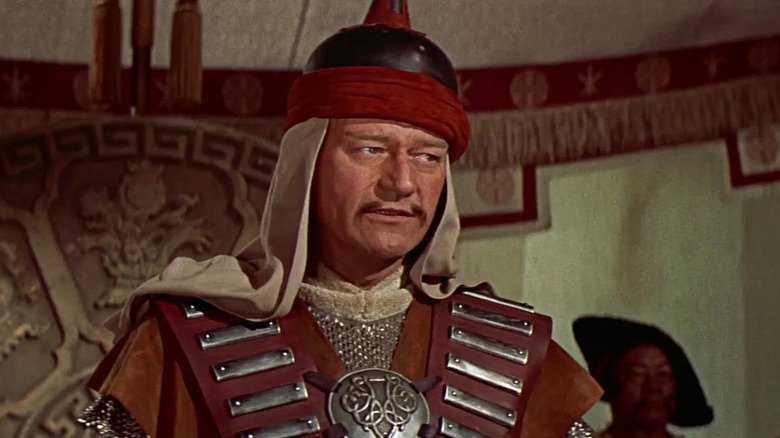 John Wayne as Genghis Khan half smiling