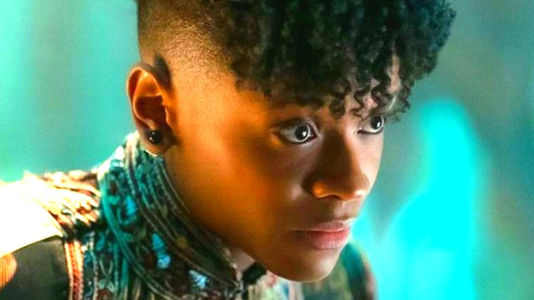 Shuri looks determined in close-up