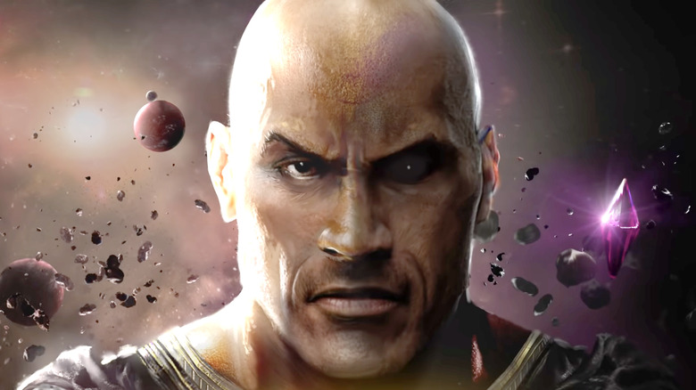 A rendering of Dwayne Johnson as Black Adam