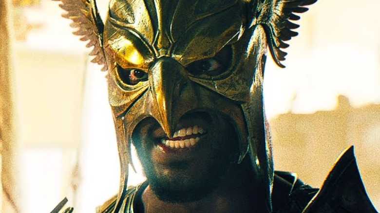 Hawkman scowls in close-up