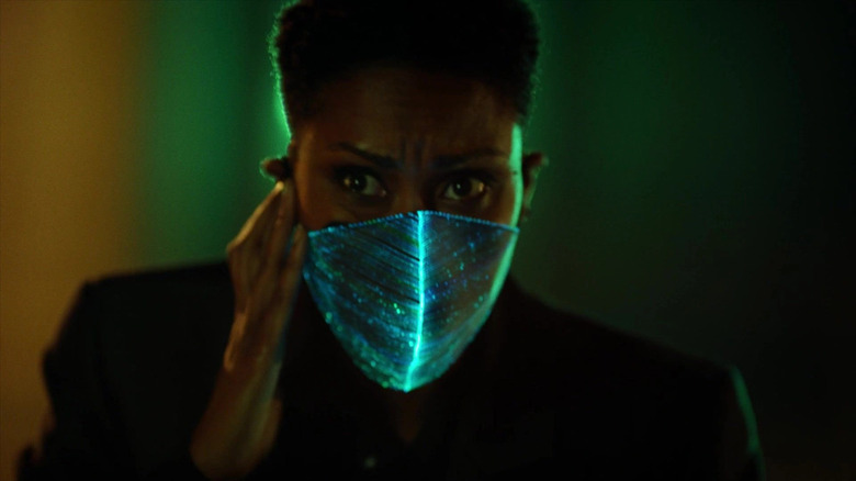 Lynn Pierce in a mask