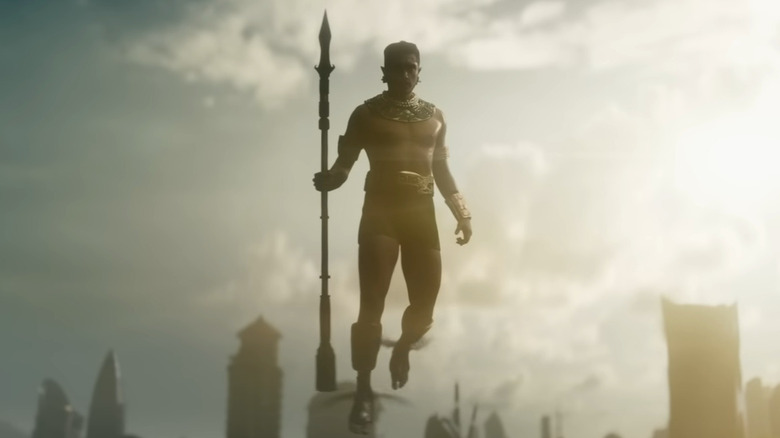 Namor descending upon Queen Ramonda
