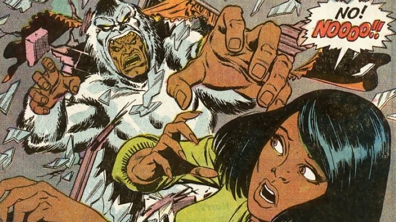 Man-Ape attacking woman