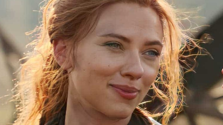 Black Widow smirking