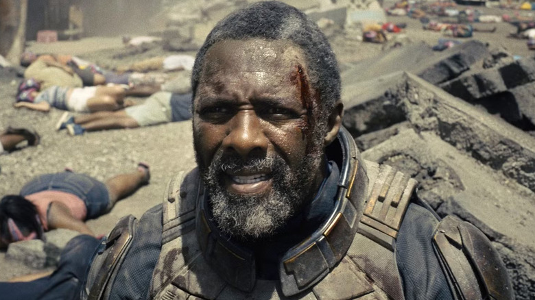Bloodsport grimacing in "The Suicide Squad" (2021)