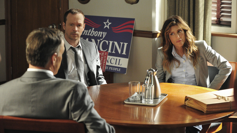 Danny and Jackie confront a suspect in "Blue Bloods"