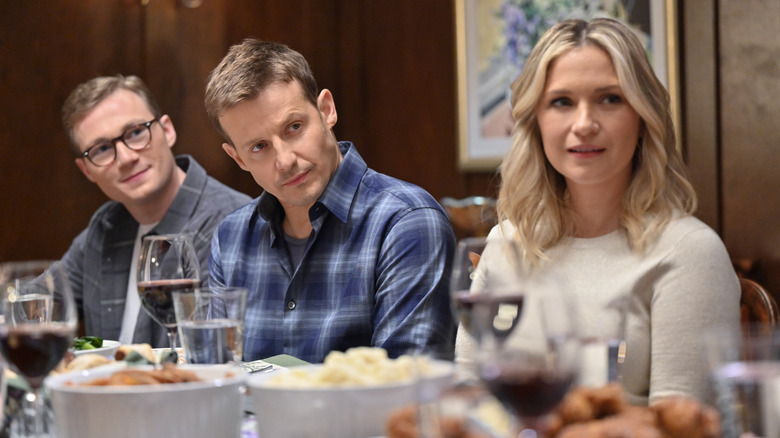 Jack, Jamie and Eddie eating dinner