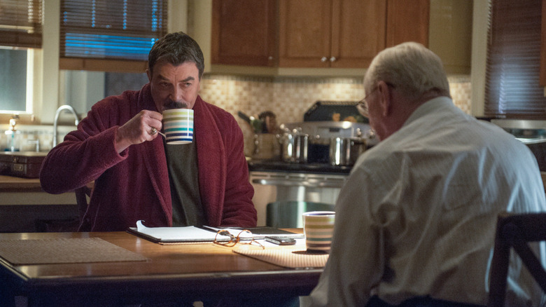 Frank Reagan sipping coffee