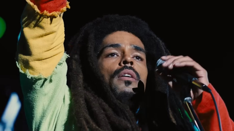Bob Marley grabbing microphone