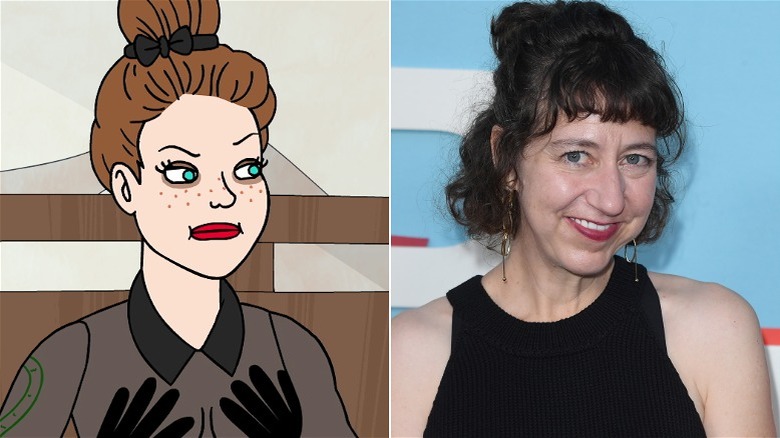 Left, Sarah Lynn frowning. Right, Kristen Schaal smiling