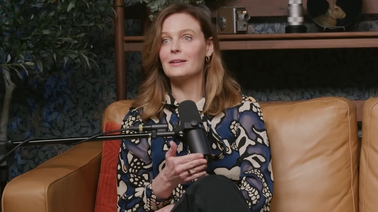 Emily Deschanel hosting the "Boneheads" podcast