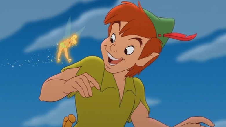 Peter Pan talks to Tinker Bell in 'Peter Pan' (1953)