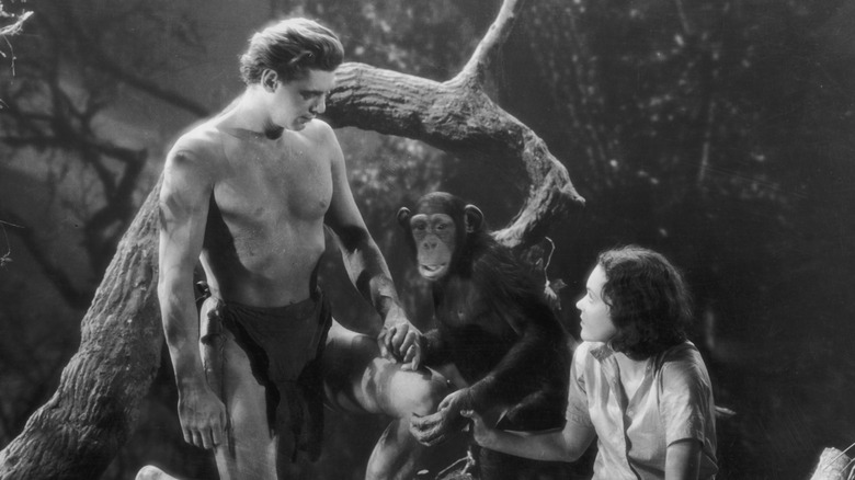 Tarzan sits in a tree with Jane in 'Tarzan and His Mate' (1934)