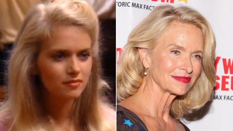 Donna Dixon as Sonny next to a recent image of her smiling
