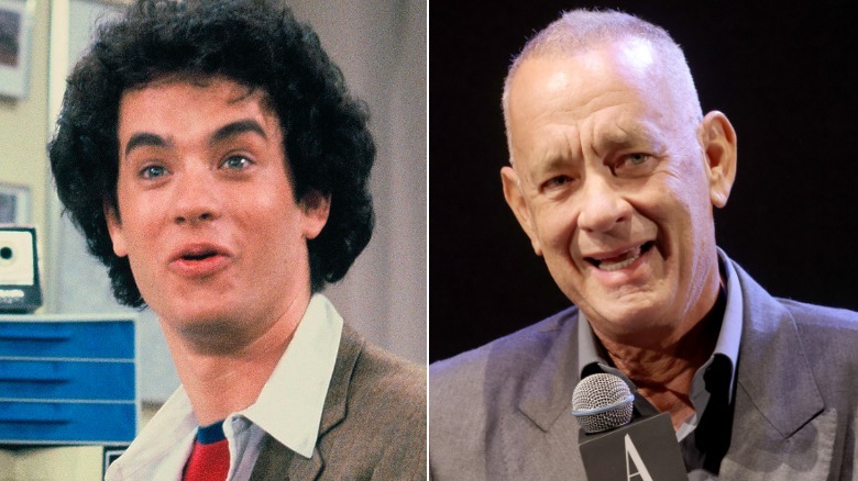 Tom Hanks as Kip next to a recent image of the actor