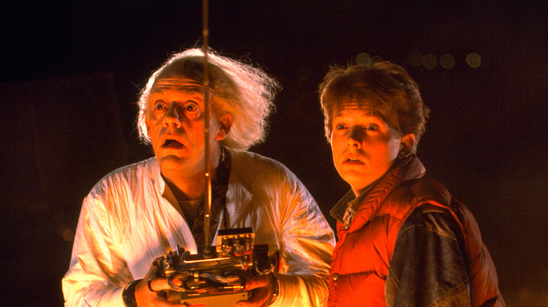 Doc Brown and Marty McFly marveling at time travel in Back to the Future (1985)