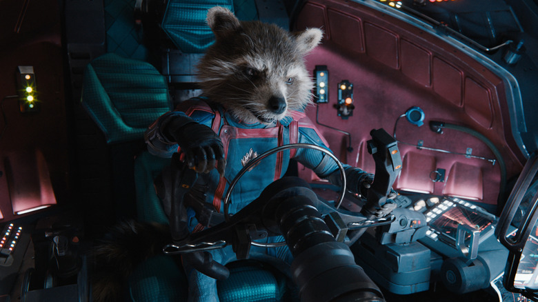 Rocket Raccoon in ship cockpit