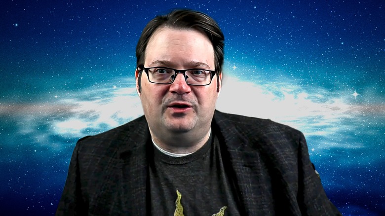 Brandon Sanderson with cosmic background