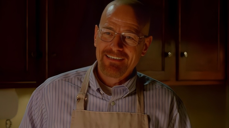 Walter White smiling apron