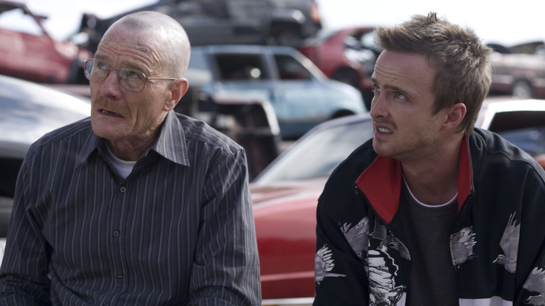 Walter White and Jesse Pinkman scared