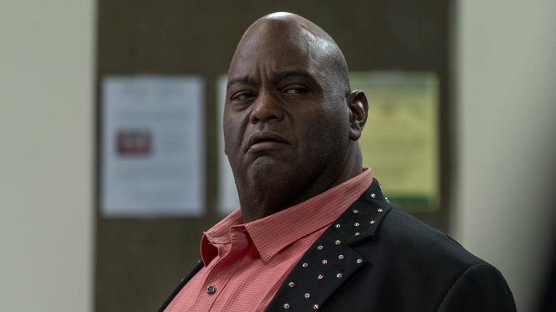 Huell looks on suspiciously