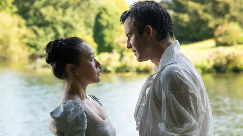 Sophie and Benedict meet at the lake in "Bridgerton"