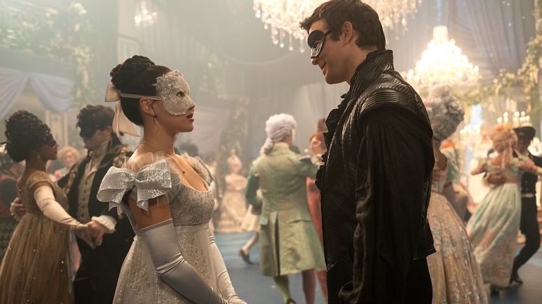 The Lady in Silver and Benedict meeting at masquerade ball