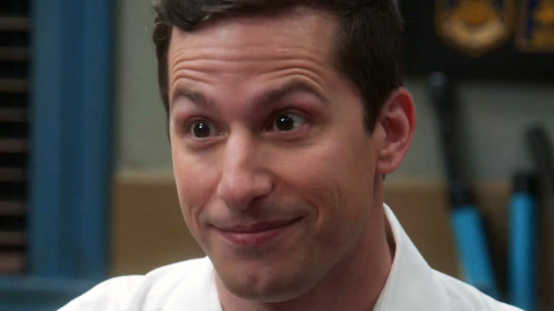 Jake Peralta smiling raised eyebrows