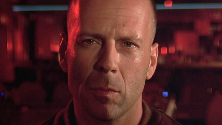 Bruce Willis looking serious in Pulp Fiction