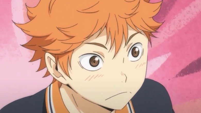 Hinata frowning on Haikyuu!!