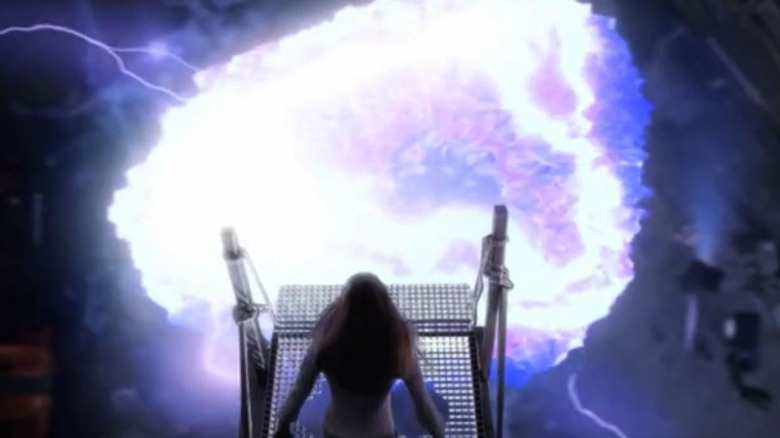 Buffy prepares to sacrifice herself as Dawn watches on