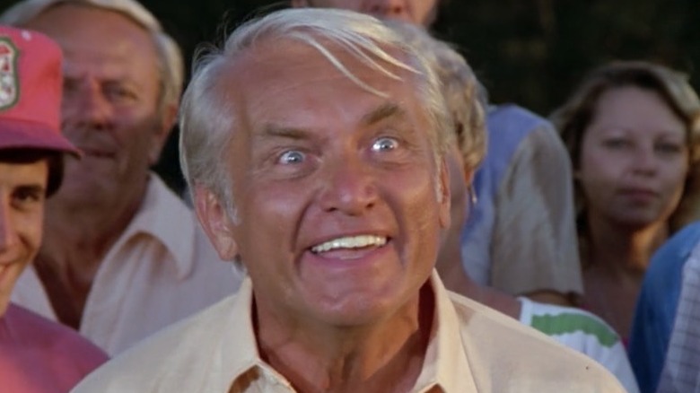Judge Smails wide-eyed in close-up