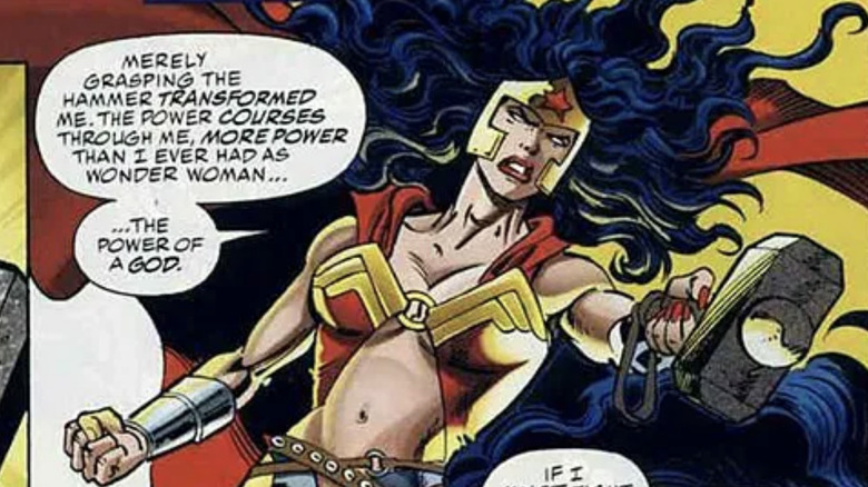 Wonder Woman lifts Mjolnir