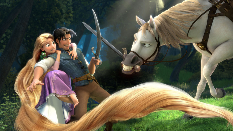 Flynn Rider duking it out with Maximus in Tangled (2010)