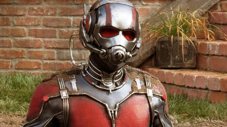 Ant-Man in costume after growing out of the ground