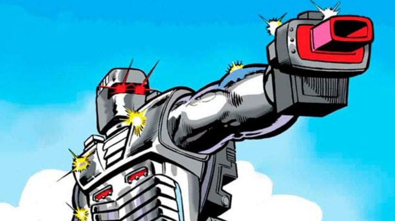 ROM wielding his weapon on the cover of "ROM Spaceknight" #1