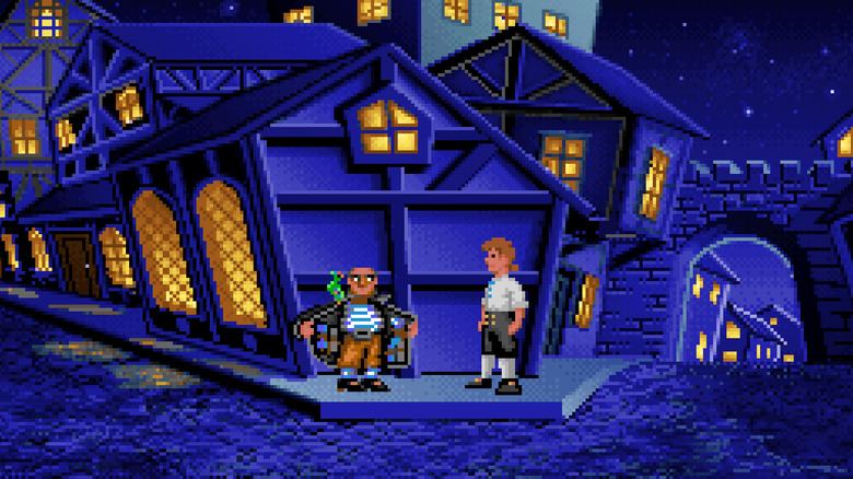 Guybrush Threepwood trying to buy a map in "The Secret of Monkey Island"