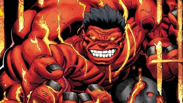 Red Hulk snarling