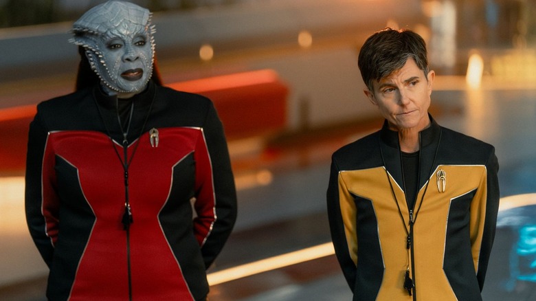 Lura Thok and Commander Jett Reno stand together in Star Trek: Starfleet Academy (2026)