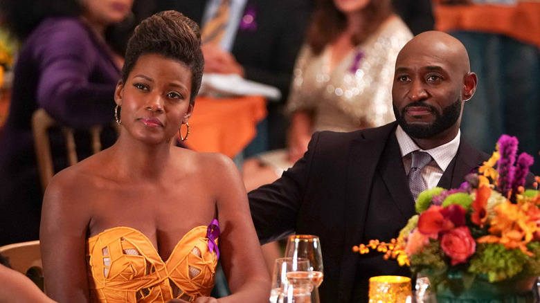 Aunt Viv and Uncle Phil at a fancy dinner