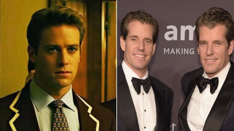 Armie Hammer as the Winklevoss twins