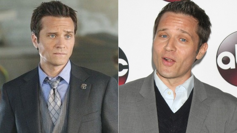 Kevin frowning in "Castle" and Seamus Dever smiling at an event in Pasadena in 2016.
