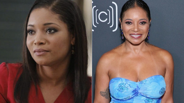 Lanie Parish frowning in "Castle" and Tamala Jones smiling at a BET+ premiere in Los Angeles in 2024.