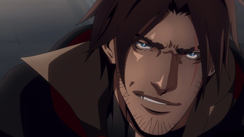Trevor Belmont grinning in Castlevania (2017)
