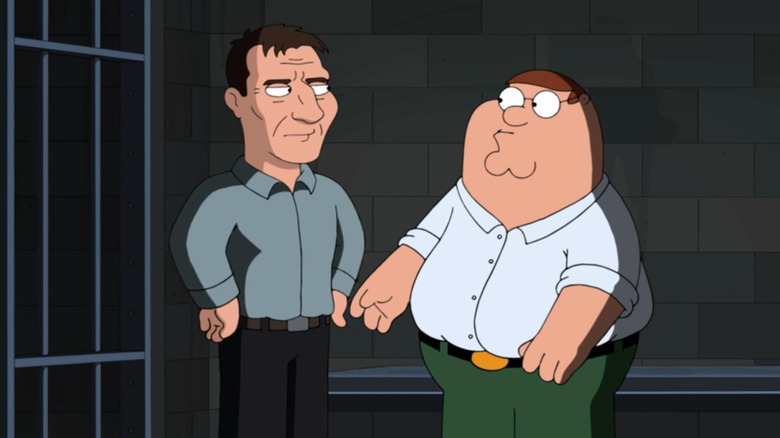 Peter Griffin staring at Liam Neeson