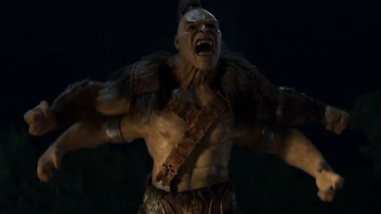 Goro yelling with bared teeth